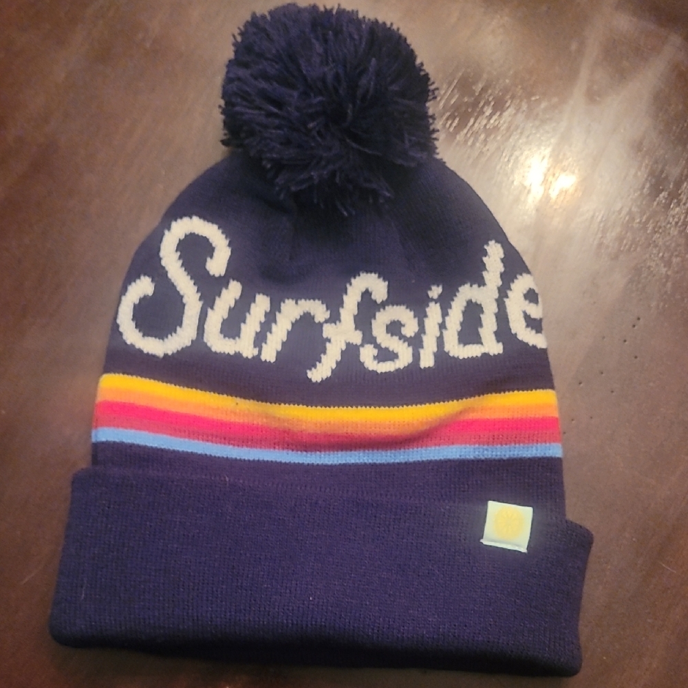 Surfside Navy Pom-Pom Beanie